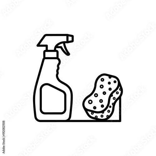 Cleaning Supplies Spray Bottle and Sponge for Household Cleaning Tasks