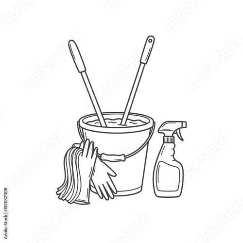 Cleaning Supplies and Tools for Household Dishwashing and Surface Maintenance