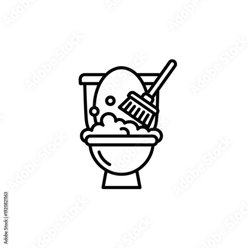 Cleaning Toilet with Brush and Soap in Bathroom Setting