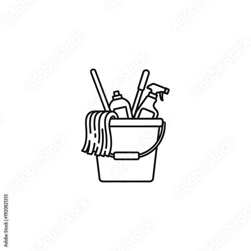 Cleaning Supplies Bucket with Detergent and Brushes for Home Use