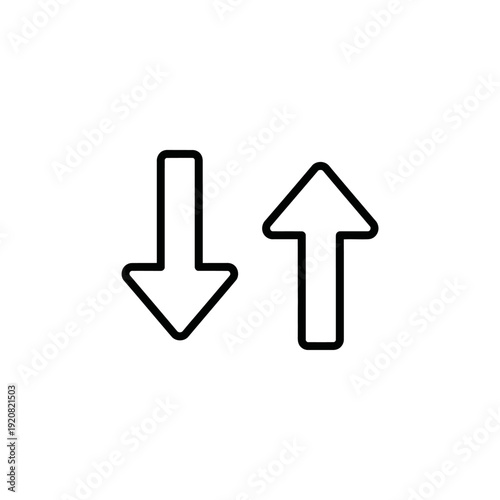 Close-up of Up and Down Arrow Symbols Representing Directional Choices in Office or Digital Interface