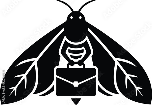 Moth Holding Briefcase Business Career Concept Vector
