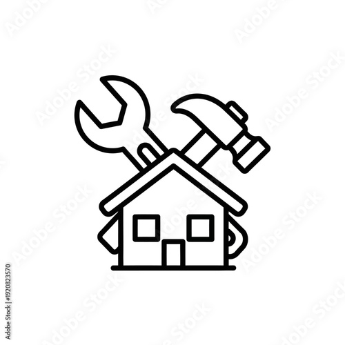 Creative House Repair and Maintenance Concept with Tools and Home Illustration