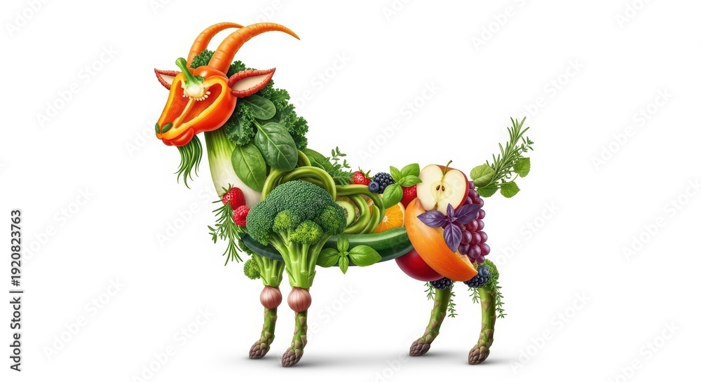 Fototapeta premium Vegetable Goat: Healthy Eating Art