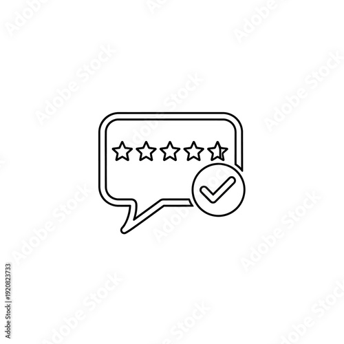 Customer Review Rating Icon with Star Symbols and Checkmark for Feedback