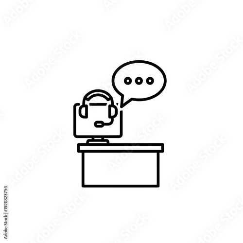 Customer Service Call Center Agent with Headset Engaged in Support Conversation