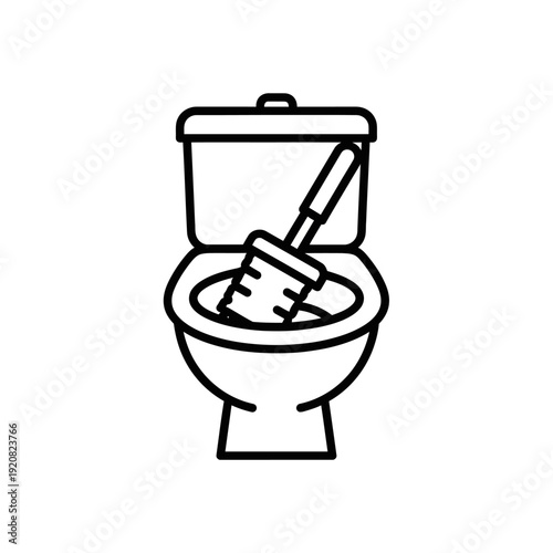 Creative Illustration of a Toilet with Brush in a Modern Bathroom Setting