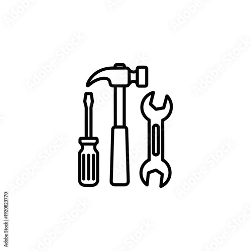 Creative Illustration of Basic Hand Tools for Repair and Maintenance Work