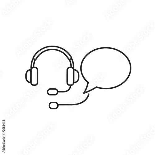 Customer Service Voice Support Illustration with Headset and Speech Bubble