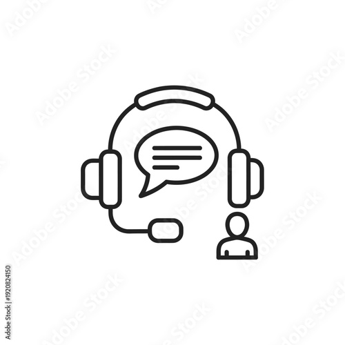 Customer Support Agent with Headset Engaged in Conversation for Service or Assistance