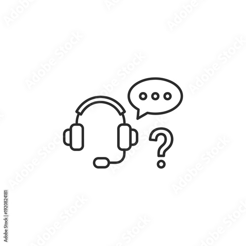 Customer Support and Communication Assistance Illustration with Headset and Speech Bubble