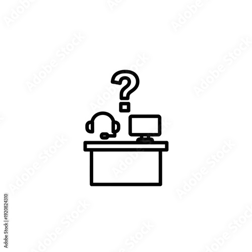 Customer Support Desk with Headset and Computer in Modern Office Environment