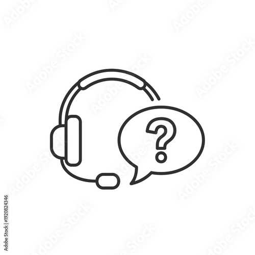 Customer Support Headset with Question Mark Icon for Assistance and Help Desk