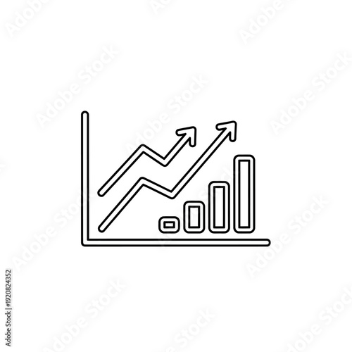Data Chart with Increasing Trends and Business Growth Analytics