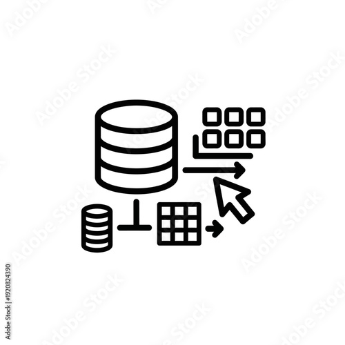 Data Management and Digital Storage Concept with Database and Analytics Icons