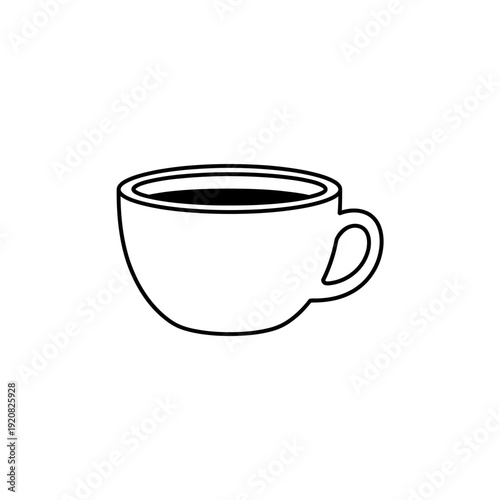 Simple black and white illustration of a coffee cup.