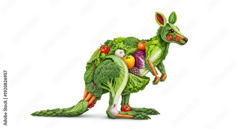 Fototapeta premium Vegetable kangaroo concept, healthy eating