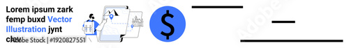 Financial planning, digital collaboration, economic analysis, data visualization, currency exchange, investment strategies. Business charts, collaborative team dollar symbol. Financial planning