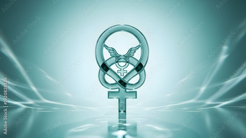 Obraz premium Empowering women's day symbol with teal key design