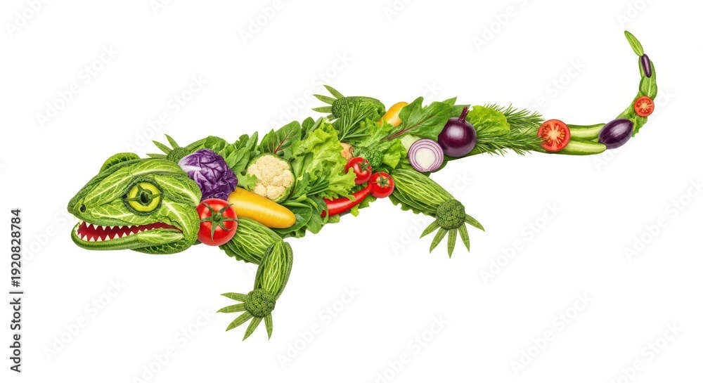 Obraz premium Vegetable Lizard Art: Creative Food Design