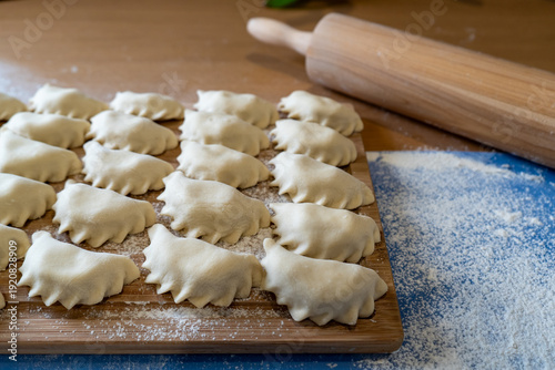 Home cooking: Making traditional Eastern European dumplings.