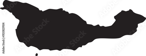 Santa Cruz Island Map Shape Solid Silhouette of Galapagos in Ecuador South America Editable Vector
