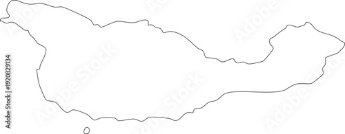 Santa Cruz Island Map Shape Stroke Outline of Galapagos in Ecuador South America Editable Transparent Background Vector
