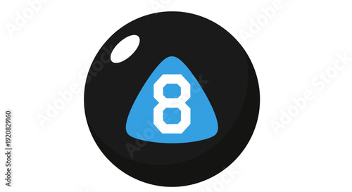 Magic 8 Ball Vector Illustration, Flat Design for Predictions and Fortune Telling