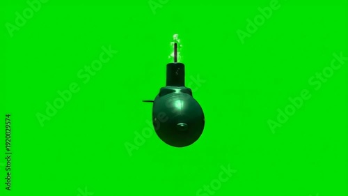 Green Screen Submarine Underwater with Periscope and Bubbles for Chroma Key Compositing and Visual Effects