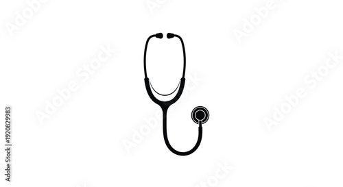 Black stethoscope icon against a white background silhouette
