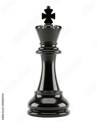 Elegant Dark Chess King Piece with a Reflective Finish on a Pure Field