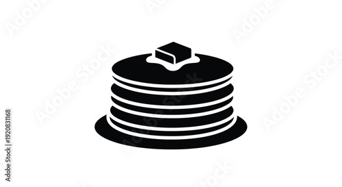A stack of pancakes with butter presented as a silhouette