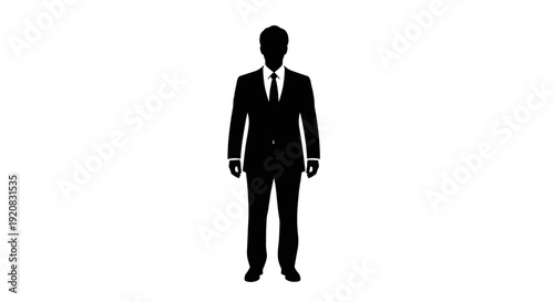 A professional full-body silhouette vector of a man in a business suit, perfect for corporate branding, user profiles, and modern design projects