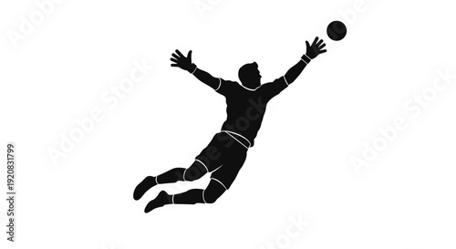 A dynamic vector graphic of a soccer goalkeeper making a spectacular diving save, exemplifying agility, quick reflexes, and crucial defensive skill