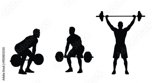Weightlifting progression demonstrated through a striking black silhouette