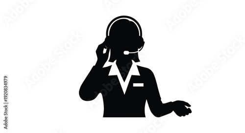 Customer service representative with headset a striking black silhouette