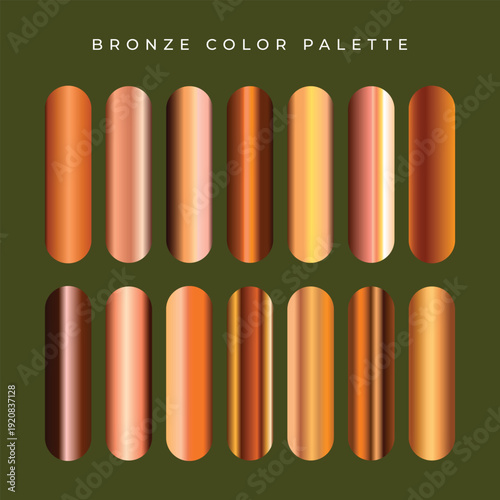 Bronze Metallic Gradient Palette on Olive Background