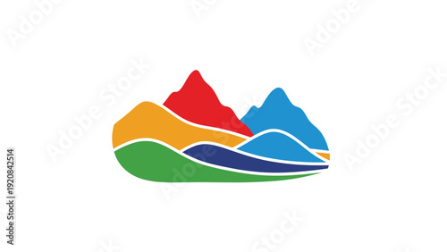 Colorful Abstract Mountain Landscape Logo Design