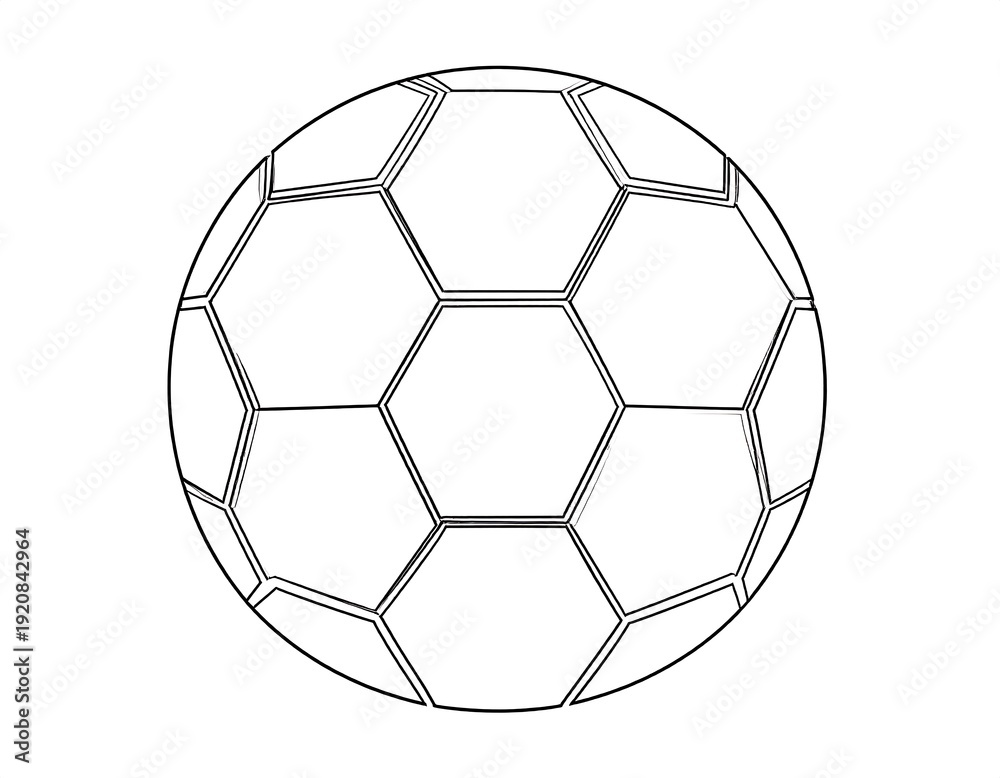 Obraz premium A black and white line drawing of a soccer ball