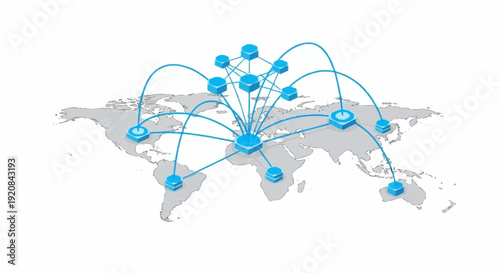 Global Network Connections on World Map.