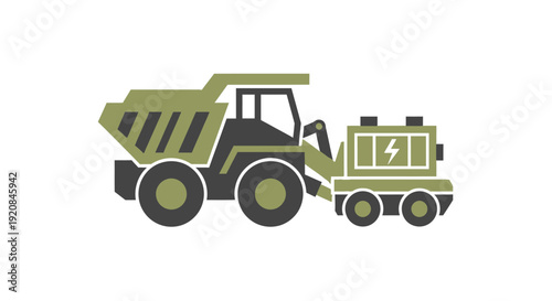 Fuel tanker truck silhouette with hose for refueling.