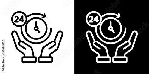Always Icon Of Line Black And White Style Vector Illustrationn