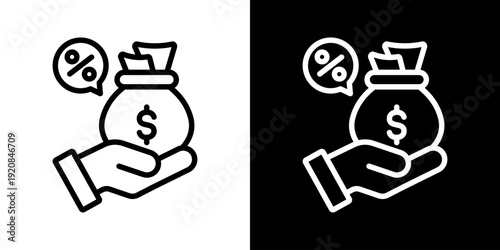 Commission Icon Of Line Black And White Style Vector illustration

