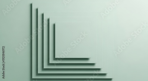 Minimal Geometric Corner Layers Background in Soft Green Tones