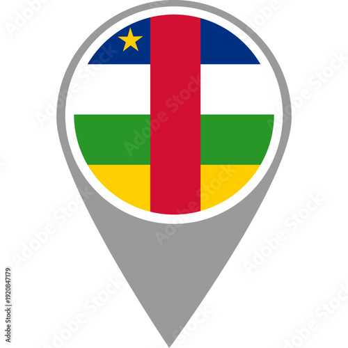 Central African Republic flag location pin, Central African Republic flag on location pin, Central African Republic map pointer in high quality