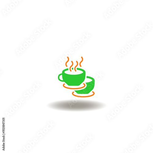 Vector illustration of cup of coffee. Icon of coffe or tea cups. Symbol of break time.