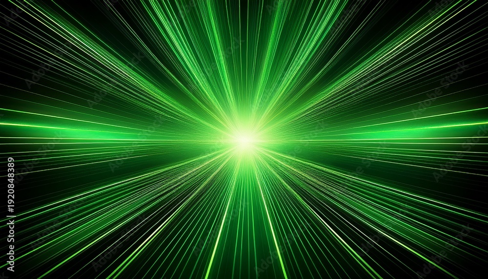 Obraz premium a vibrant green light burst radiating from the center against a black background