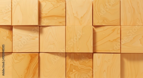 Abstract Wooden Cube Pattern Background with Natural Texture