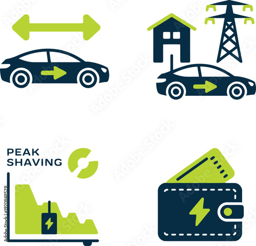 Electric vehicle charging management, grid load balancing, energy efficiency, smart grid technology, and renewable energy integration concepts