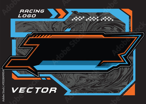 Outline and painted racing logo. Isolated in black background, for t-shirt design, ness purposes.